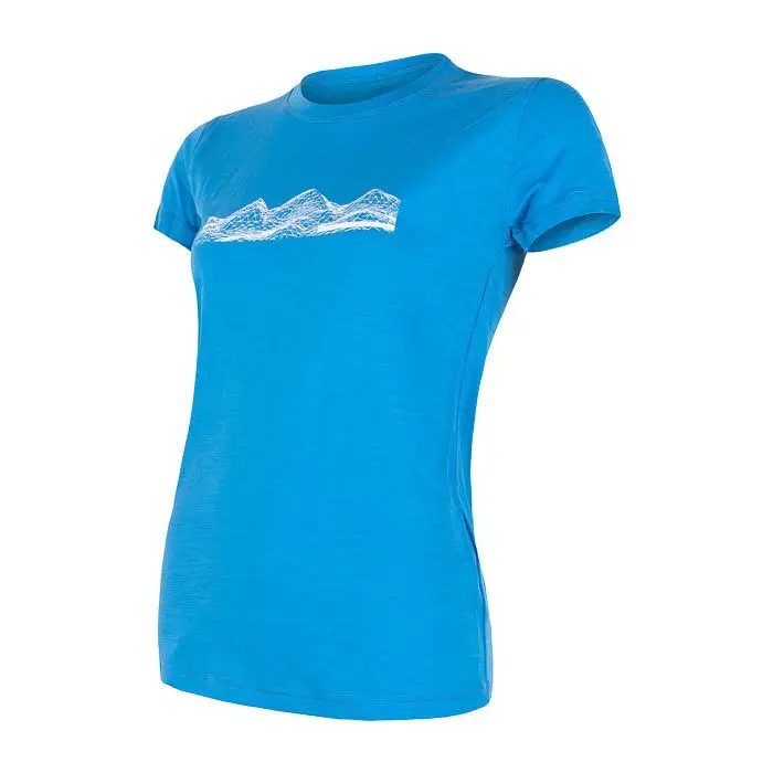 Dámské funkční tričko s krátkým rukávem a potiskem SENSOR Merino Active PT Mountains modrá L Koupit Online