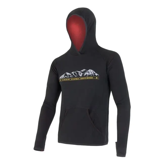 Originální Pánská mikina SENSOR Merino Upper Mountains klokanka černá M