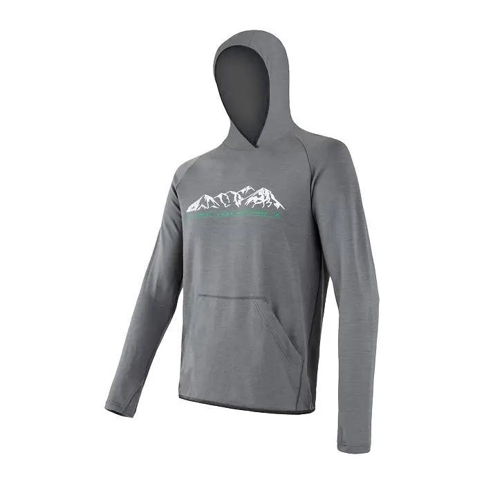 Pánská funkční mikina s kapucí a potiskem SENSOR Merino Upper Mountains klokanka šedá XL Koupit Online