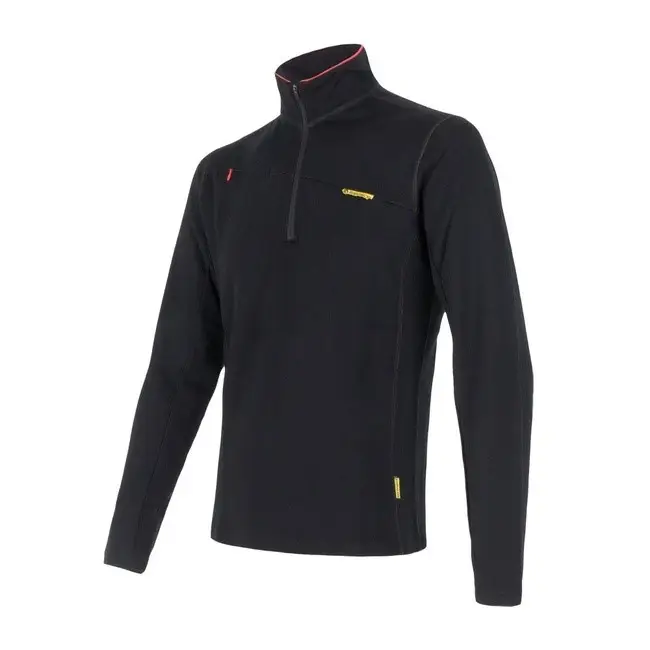 Pánská mikina SENSOR Merino Upper krátký zip černá M Značkový