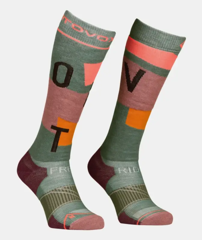 Nová Kolekce Dámské lyžařské ponožky Ortovox Free Ride Long Socks Cozy wild herbs 35-38