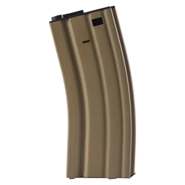 Levný Airsoft zásobník Lancer Tactical Mid-Cap 120 ran, kovový tan