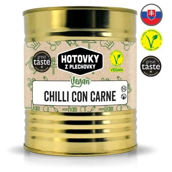 Hotovky z plechovky VEGAN Chili con carne 800g Přímo Od Výrobce