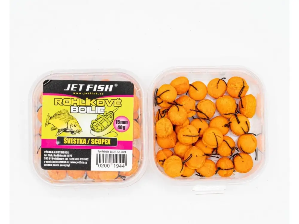 JET FISH Rohlíkové boilie 40g : ŠVESTKA / SCOPEX Jen Po Omezenou Doba