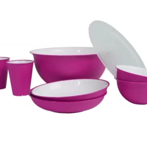 Set plastového nádobí Omada Sanaliving růžový 8 ks Horká Nabídka
